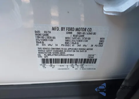 2024 Lincoln Aviator Reserve from USA, damaged, VIN 5LM5J7WC2RGL07552